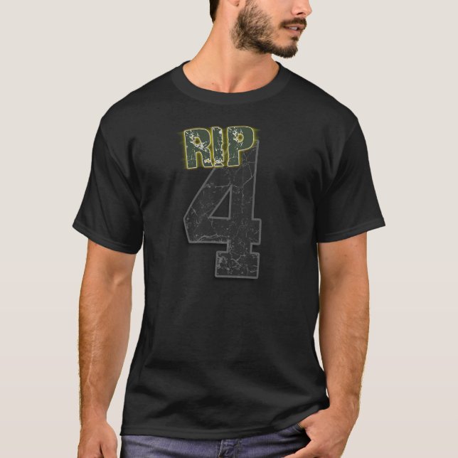 #4 RIP Brett Favre Funeral Shirt - Black (Front)