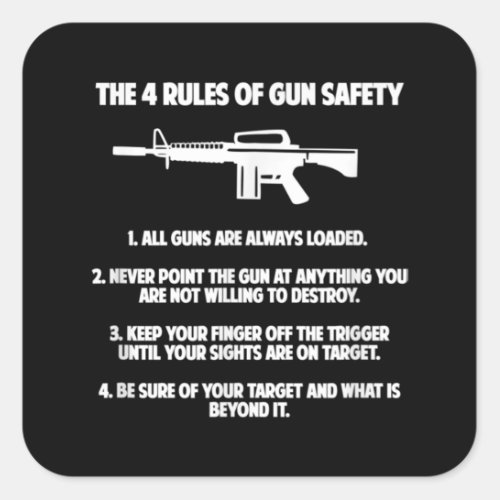 4 Rules of Gun Safety _ Well Regulated Militia 2nd Square Sticker