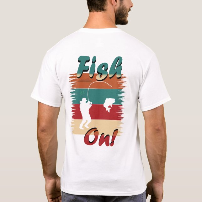 4 Rustic Fish On Personalize NAME Fishing T-Shirt (Back)