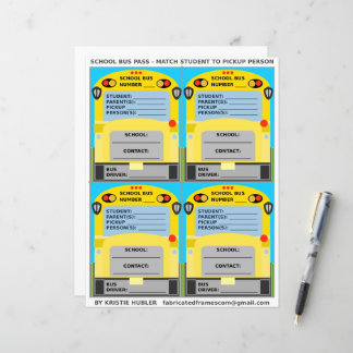 4 School Bus Name Tags For Student Pickup