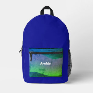 4 School College Varsity Travel Name Rustic Blue Printed Backpack