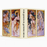 4 Seasons by Alphonse Mucha, Vintage Art Nouveau 3 Ring Binder