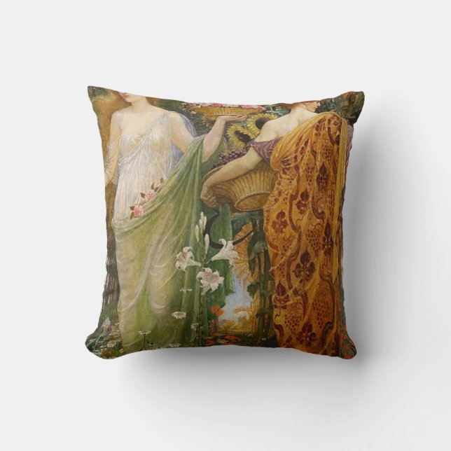 4 Seasons By Walter Crane Throw Pillow (Front)