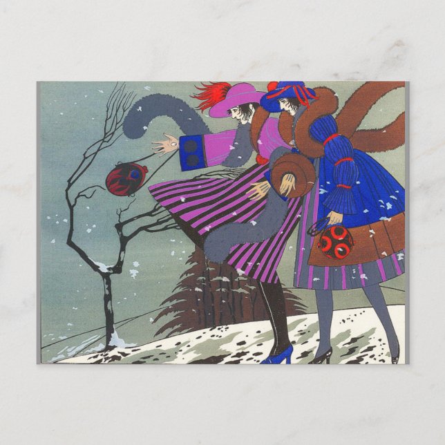 4 SEASONS / WINTER SNOW /FASHION COSTUME DESIGNER POSTCARD (Front)