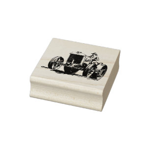 4 sizes rubber stamp retro image Tractor