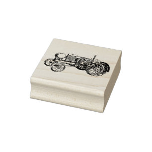 4 sizes rubber stamp retro image Tractor