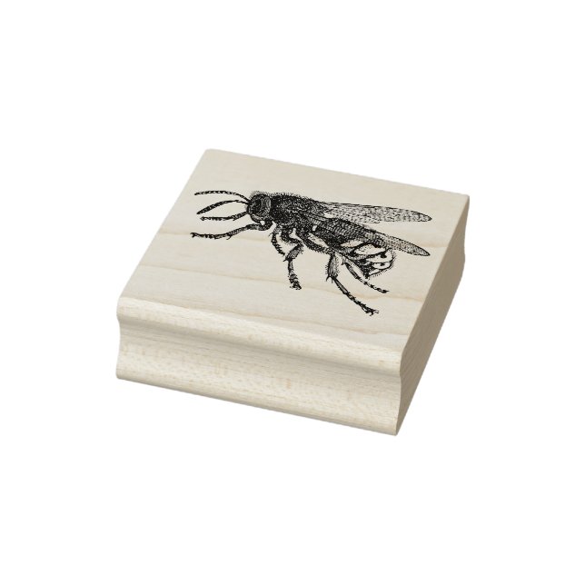 4 sizes rubber stamp with retro image Bee (Stamp)