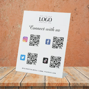 4 Social Media Qr Code Scan Logo TikTok Instagram Pedestal Sign