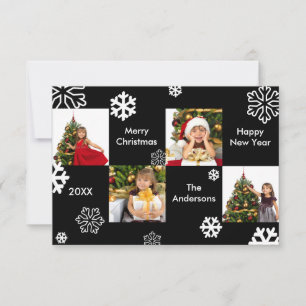4 Square Photos Black Background-3x5Christmas Card