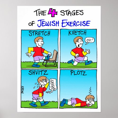 4 Stages of Jewish Exercise Poster