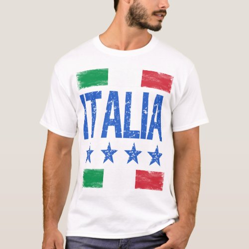 4 Star Italia with Italian flag distressed retro T_Shirt