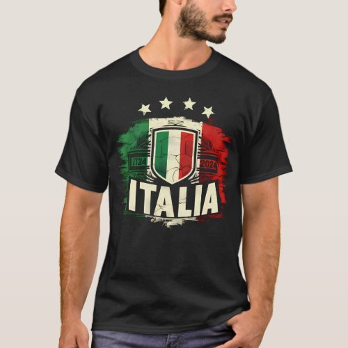 4 Star Italia with Italian flag distressed retro T_Shirt