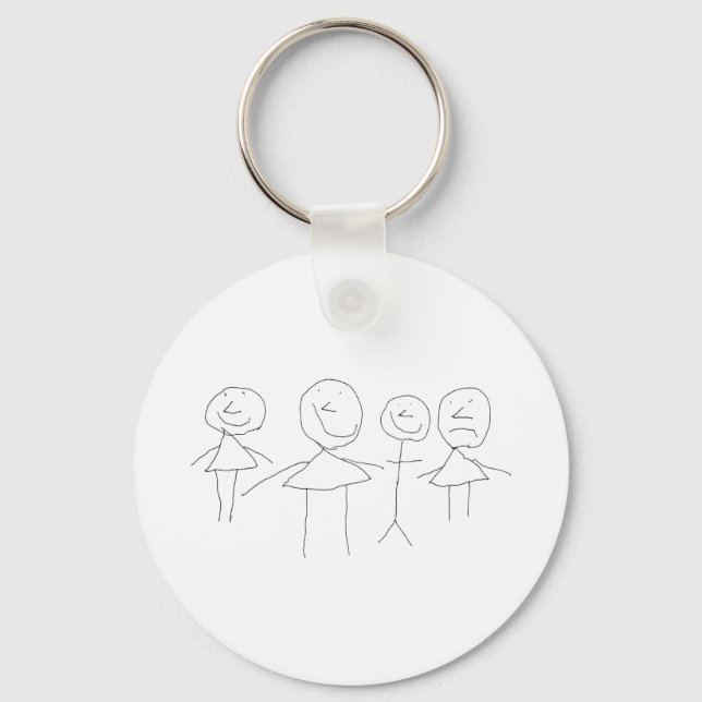 4 Stick Figures Keychain (Front)