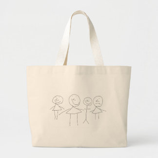 4 Stick Figures Large Tote Bag