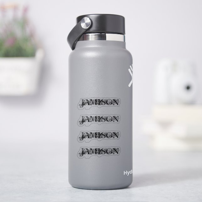 4 stickers Black Business Name logo water bottle (HydroFlask)