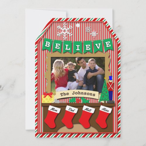 4_Stocking Dated  BELIEVE  Merry Christmas Holiday Card