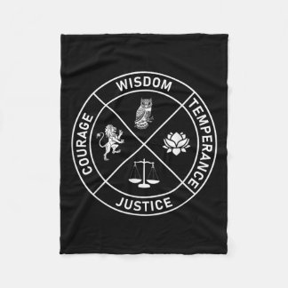 4 Stoic Virtues Wisdom Temperance Justice Courage Fleece Blanket