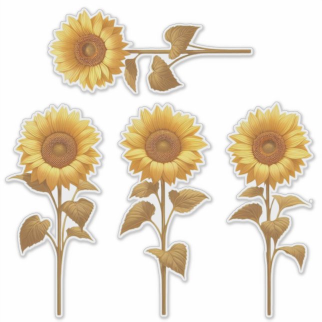4 Sunflower - retro Sticker (Front)
