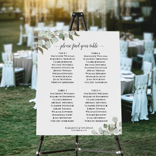 4 Table Eucalyptus & Foliage Wedding Seating Chart Foam Board