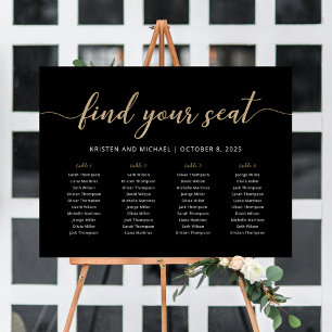 4 Tables Find Your Seat Black Seating Chart  Foam Board