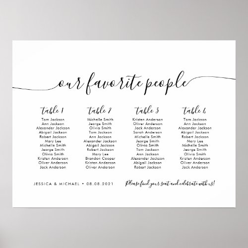 4 Tables Modern Our Favorite People Seating Chart