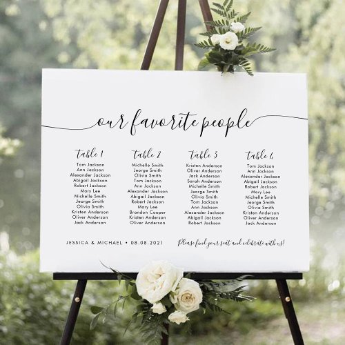4 Tables Modern Our Favorite People Seating Chart Foam Board