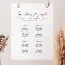 4 Tables Our Favorite People Seating Chart