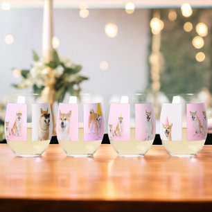 4 to 16 Photo Collage Personalized Stemless Wine Glass