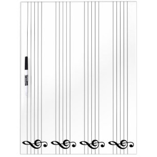 4 Treble Clef Music Staffs (Staves, System) Empty Dry Erase Board