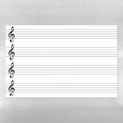 4 Treble Clef Staffs Staves System Music Blank Magnetic Dry Erase Sheet
