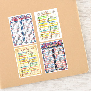 ★ 4 USA Stickers (50 US States of America List)