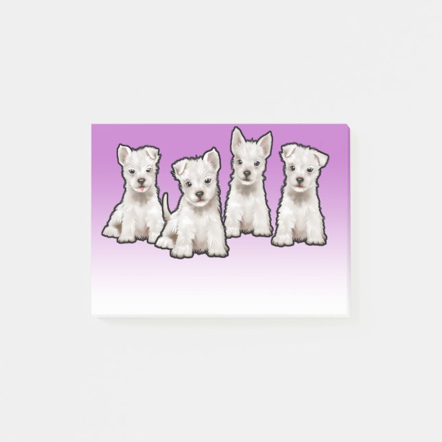4 Westy pups wide purple fade note block (Front)