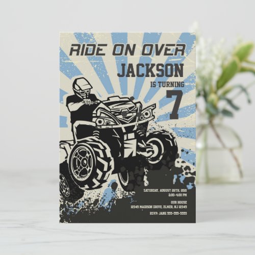 4 Wheeler Birthday Invitation  Motocross  Sport