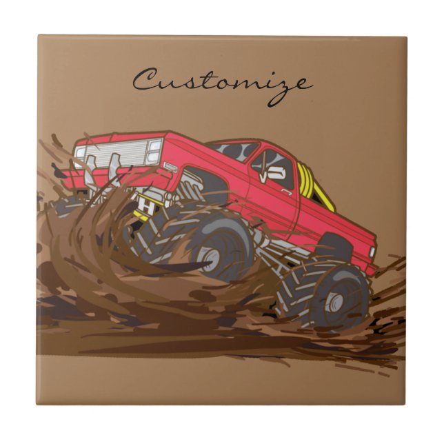 4-wheeler mud truck Thunder_Cove Ceramic Tile (Front)