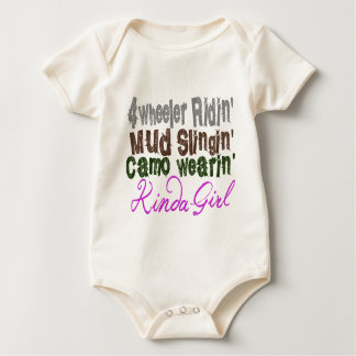 4 wheeler ridin mud slingin camo wearin kinda girl baby bodysuit