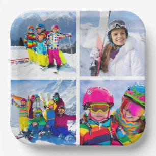 4 Winter Vacation Photo Grid Collage Paper Plates