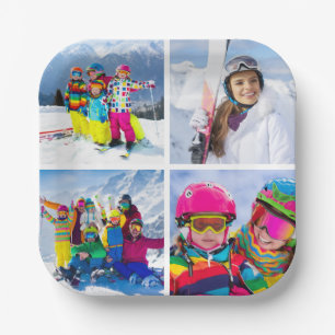 4 Winter Vacation Photo Grid Collage Paper Plates
