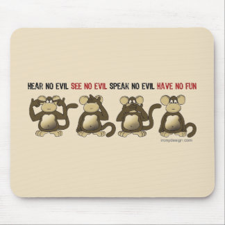 4 Wise Monkeys Brown Mouse Pad