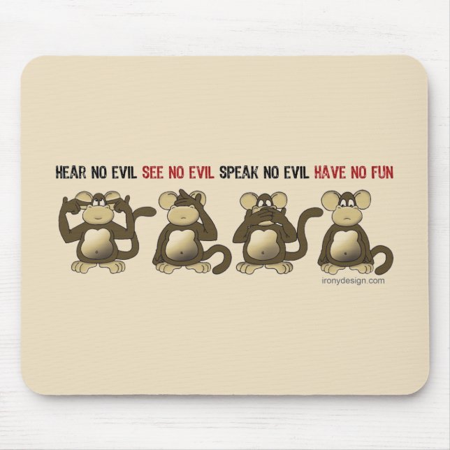 4 Wise Monkeys Brown Mouse Pad (Front)