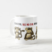 4 Wise Monkeys Humor Coffee Mug (Front Left)