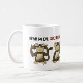 4 Wise Monkeys Humor Coffee Mug (Left)