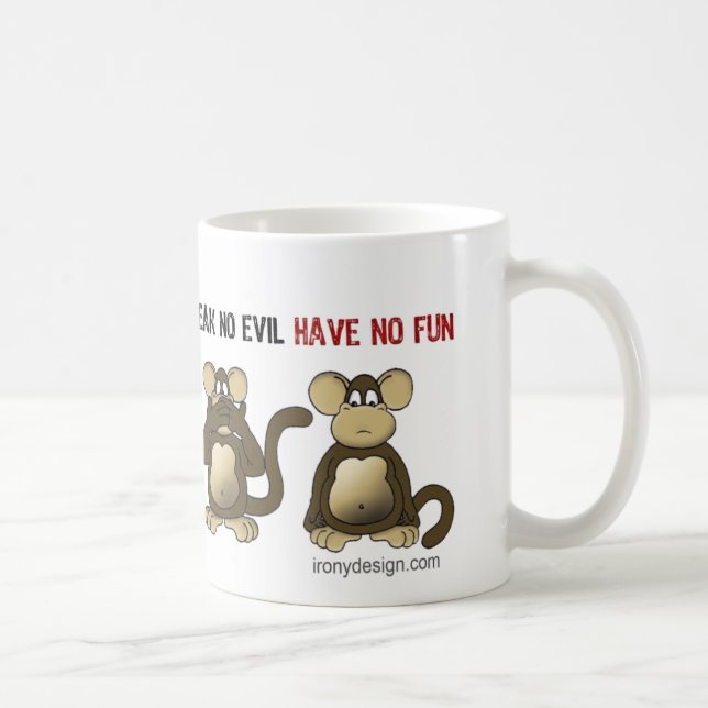 4 Wise Monkeys Humor Coffee Mug (Right)