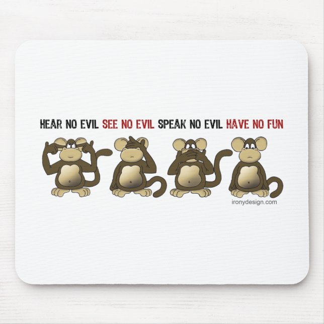 4 Wise Monkeys Mouse Pad (Front)
