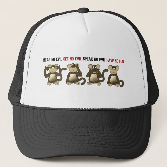 4 Wise Monkeys Trucker Hat (Front)