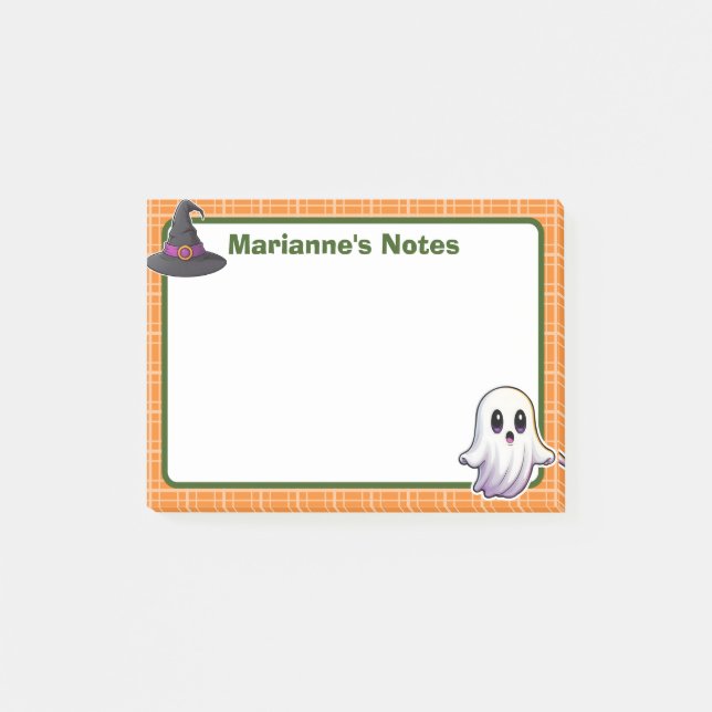 4"x3" Orange Spooky Cute Post-it Notes (Front)