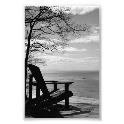 4x6 BW Beach Scene with Adirondack Chair Photo Print