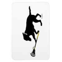 4"x6" Magnet Black Lab Playing Lacrosse