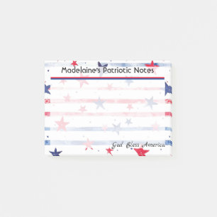 4" x 3" Patriotic blue & red stars and stripes Post-it Notes