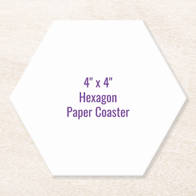 4" x 4" Hexagon Paper Coaster (Front)