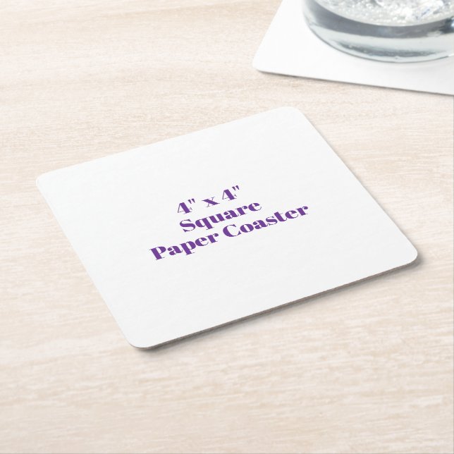 4" x 4" Square Paper Coaster (Angled)